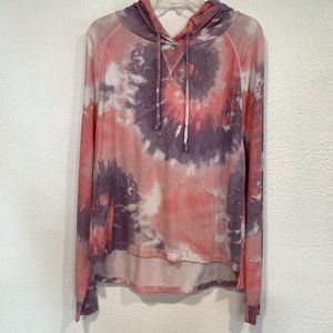 PINK Victorias Secret Pullover Hoodie Tie Dye Top Long Slv HiLo MultiColor Sz M
